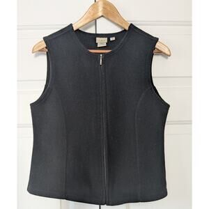L.L. Bean Vintage Black Fleece Zipper Vest